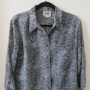 Women's Northern Reflections Button Down Shirt Blk & White L